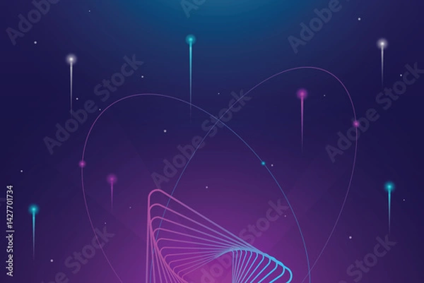 Obraz Modern futuristic digital technology background with glowing dots floating. Innovation future meta tech. Dark abstract backdrop.