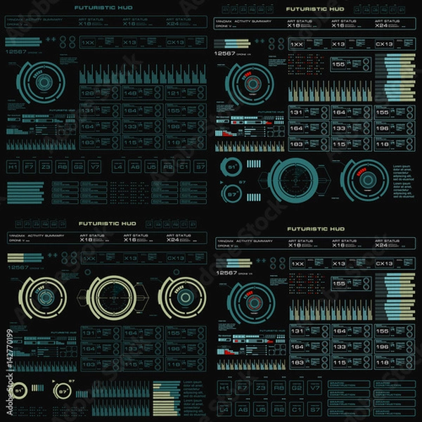 Fototapeta Futuristic green virtual graphic touch user interface