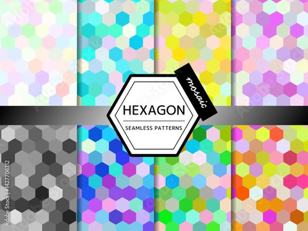 Obraz モザイクのシームレスパターンのセット 六角形