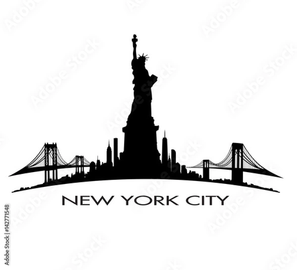 Obraz New York City skyline Statue of Liberty vector
