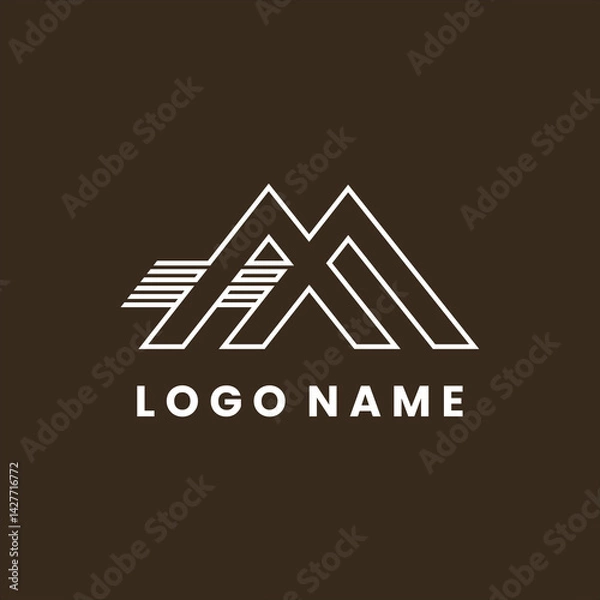 Fototapeta A Minimalist Logo With The Letter M Combined With A Mountain
