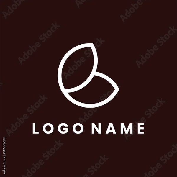 Fototapeta Minimalist Letter B Logo with Flower and Butterfly Design