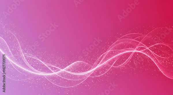 Fototapeta Elegant Pink Gradient Background With Light Waves And Sparkling Particle Effect