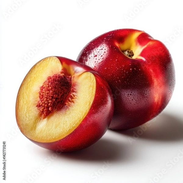 Fototapeta Realistic Nectarines on White Background
