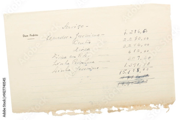 Obraz Vintage paper and documents from scratch, grunge details, elements for graphic design, realistic photography png isolated on transparent background