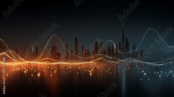 Fototapeta Digital Cityscape Abstract Lines,  that can be used to analyze financial statements 
