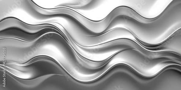 Fototapeta Silver waves, abstract liquid background.