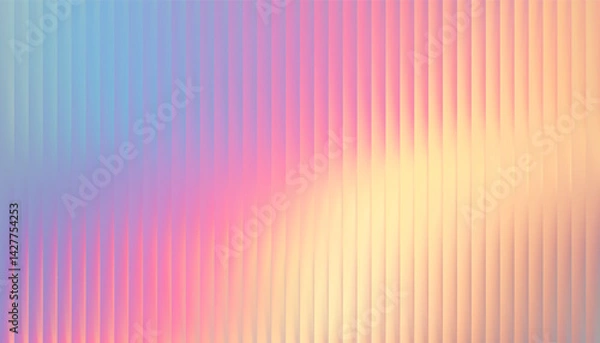 Fototapeta Background with a reeded surface. Iridescent plastic textures blend with rainbow tones in a holographic abstract design. Colorful gradient pattern, metal foil effect