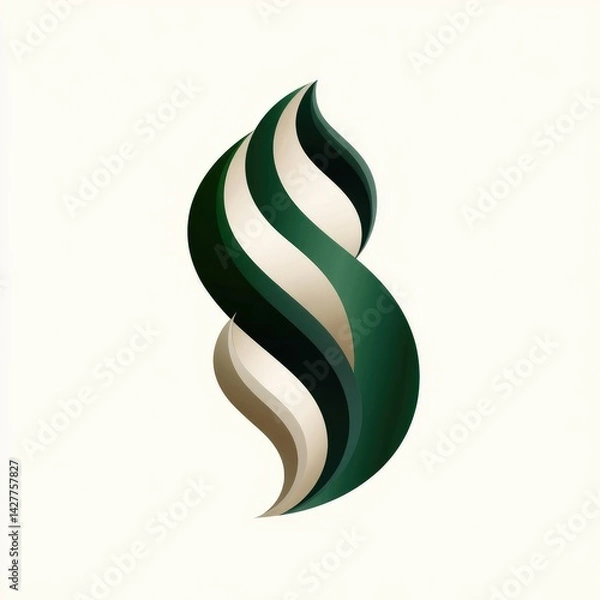 Fototapeta Abstract, stylized logo design featuring flowing, intertwined shapes.