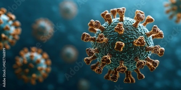 Fototapeta microbial virus structure close-up for scientific research and medical imaging