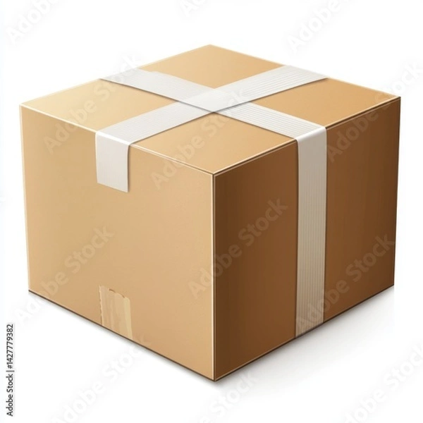 Fototapeta Cardboard box with tape.  Secure shipping package