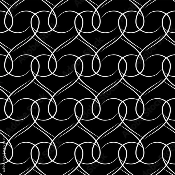 Fototapeta Abstract monochrome seamless pattern for wave line