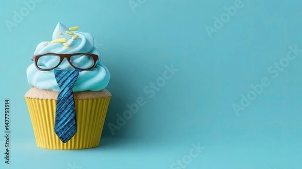 Obraz Cupcake with Tie and Glasses for Father's Day
