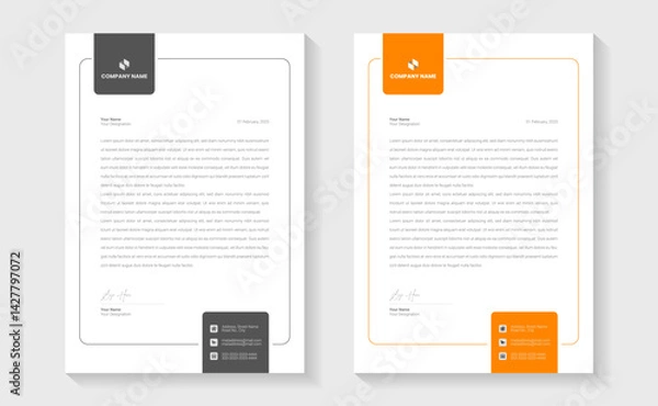 Obraz A modern, creative, and professional letterhead bundle perfect for your corporate projects. Letterheads designed in a clean and minimalist style, ideal for official documents, business communications.