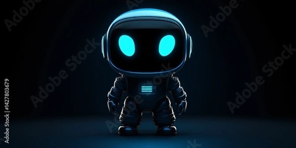 Fototapeta futuristic ai robot character with glowing blue eyes for tech and artificial intelligence concepts
