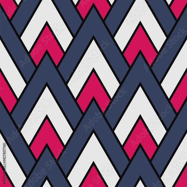 Fototapeta Seamless triangle pattern. Geometric pattern. Colorful abstract background. Vector illustration. Repeating texture. Elegant ornament. Design for textiles, wallpapers, packaging, and digital background