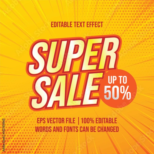 Fototapeta Super Sale discount text, Editable text effect