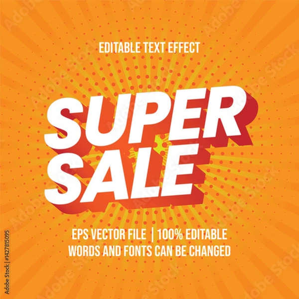 Fototapeta Super Sale discount text, Editable text effect