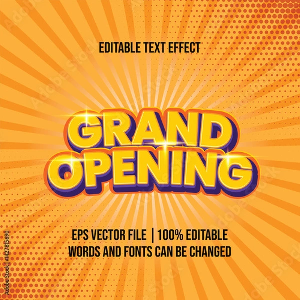 Fototapeta Grand Opening text, Editable text effect