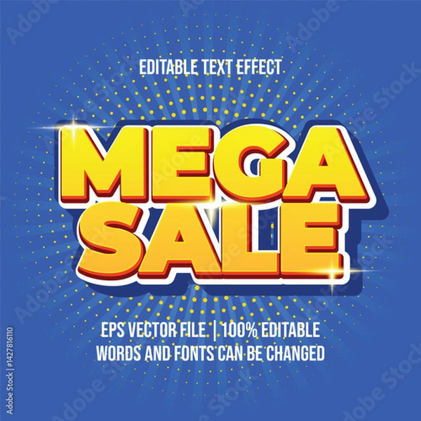 Fototapeta Mega Sale discount text, Editable text effect
