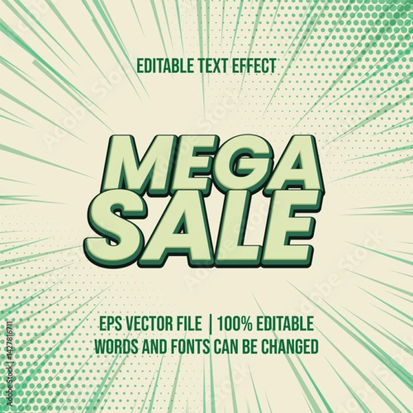 Fototapeta Mega Sale discount text, Editable text effect