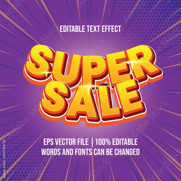 Fototapeta Super Sale discount text, Editable text effect