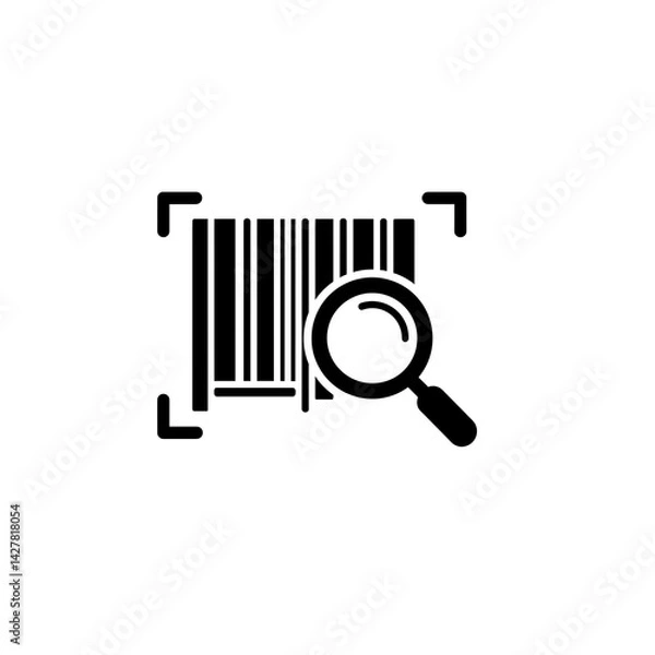 Fototapeta Scanning Barcode with Magnifying Glass for Product Identification and Verification