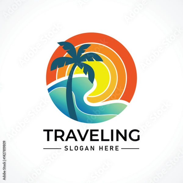Fototapeta Traveling tour holiday trip summer logo
