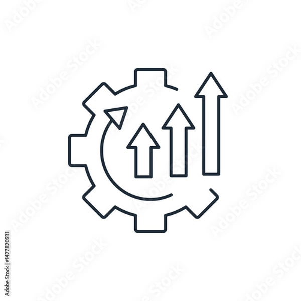 Obraz Acceleration, process optimization. Operational efficiency, production growth, project management. Vector linear icon isolated on white background.