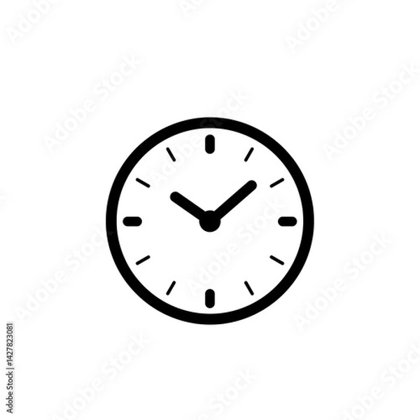Fototapeta Clock Icon Showing Time with Simple Black and White Design