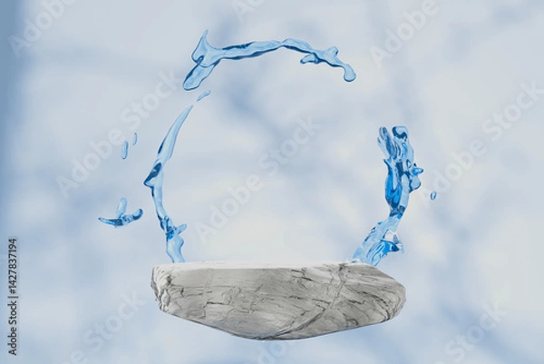 Obraz A stone pedestal with water splashing out of it