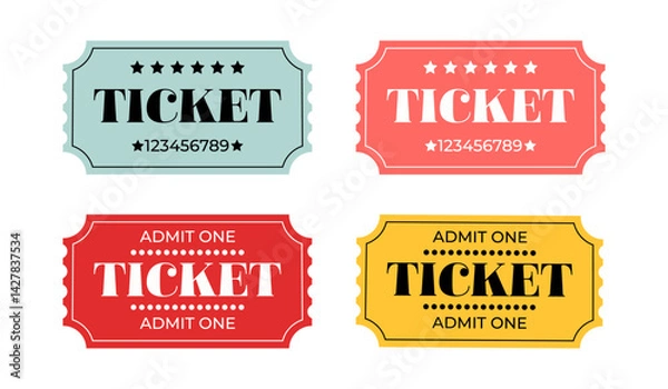Fototapeta Set of tickets. Retro ticket design template.