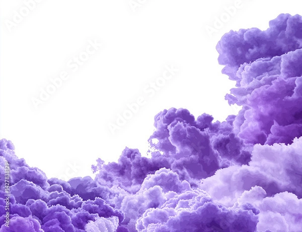 Fototapeta Purple Clouds on White Background PNG Clipart – High-Resolution Vector Digital Art with Clean Cutout for Graphic Design and Creative Projects