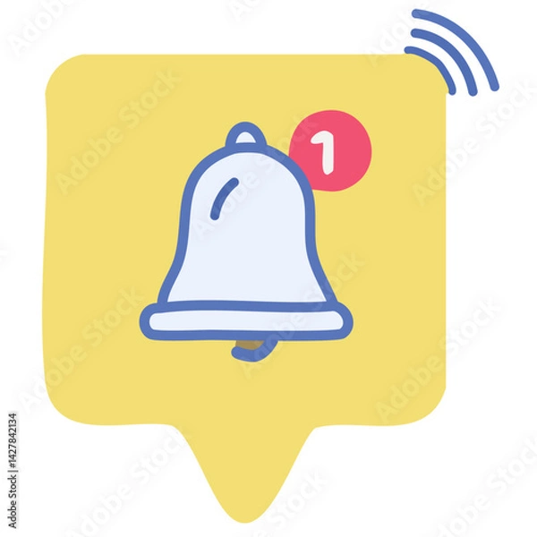 Fototapeta Bright Yellow Bell Icon with a Notification Bubble Perfectly Embodies the Concept of Alertness and Readiness Encouraging Users to Engage with Their Notifications and Stay Informed About Updates