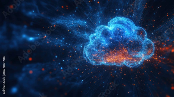 Fototapeta Abstract space background with a cosmic nebula and distant stars evokes a science fiction fantasy of the vast universe