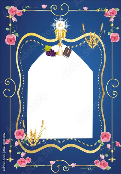 Fototapeta composition with characteristic symbols of holy communion