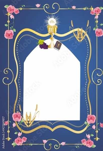 Fototapeta composition with characteristic symbols of holy communion
