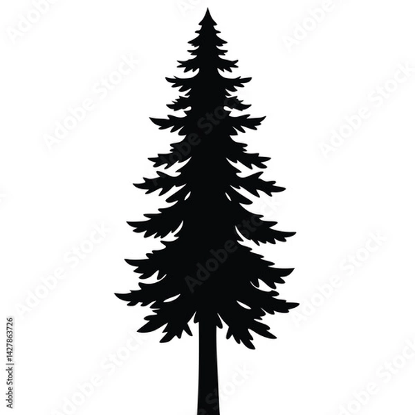 Fototapeta Tall Pine Tree Isolated Silhouette Minimalist Vector