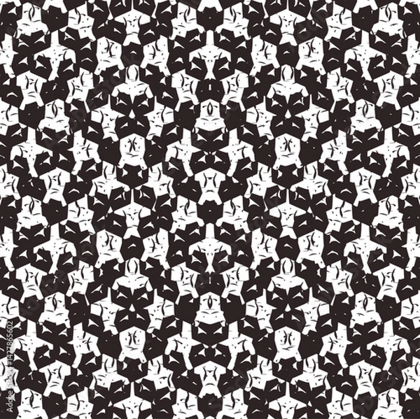 Fototapeta Symmetrical pattern with diagonally placed large figures and thin stripes.