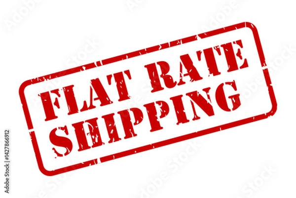 Obraz Flat rate shipping red rubber stamp vector isolated with texture