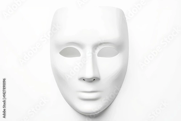 Obraz Theater or carnival concept - white mask on white background with copy space