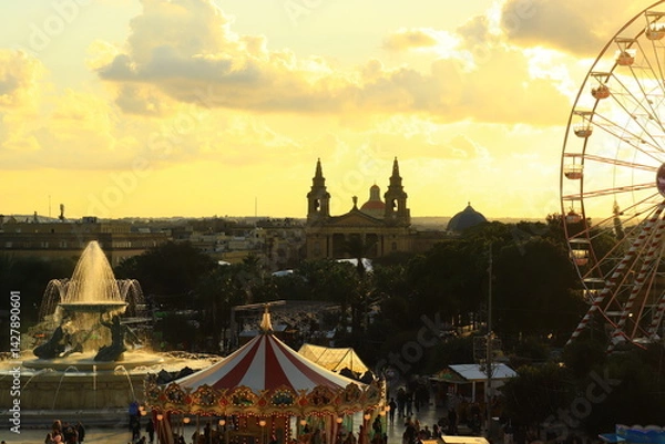 Fototapeta 夕焼けのマルタ島