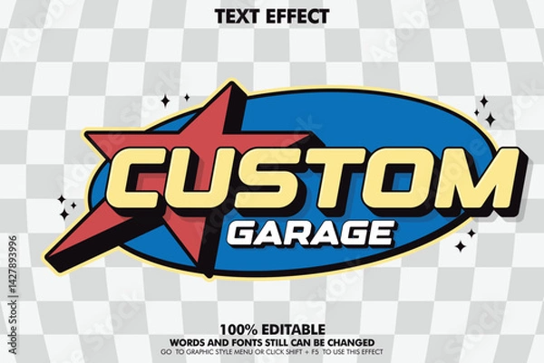 Obraz editable text effect custom garage. retro racing typography template