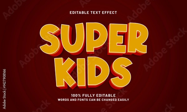 Fototapeta super kids editable text effect with a kids and play text style