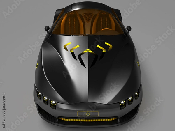 Fototapeta Design of the city car concept in a futuristic style. 3D illustration.