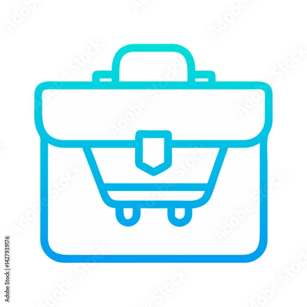 Fototapeta Modern Briefcase Icon with Teal Gradient Outline on Black Background