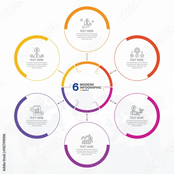 Fototapeta Circle 6 option infographic