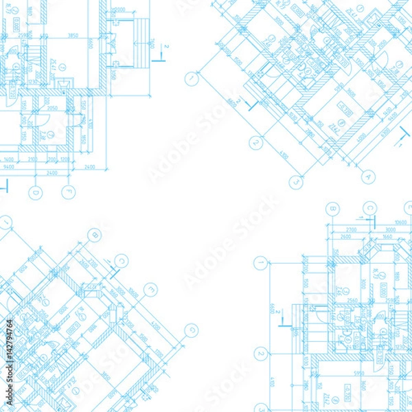 Obraz Detailed architectural plan. Abstract vector blueprint.