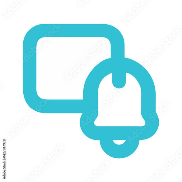Fototapeta Notification Bell Icon for Alerts and Updates, Aqua Blue Outline Symbol
