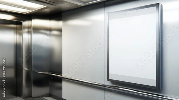 Obraz Empty advertisement panel in a modern elevator.